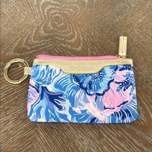 Lilly Pulitzer Blue and Pink Floral key ring pouch